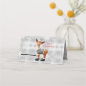 Carte De Placement Joyeux orignal de Noël portant un casquette (Devant)