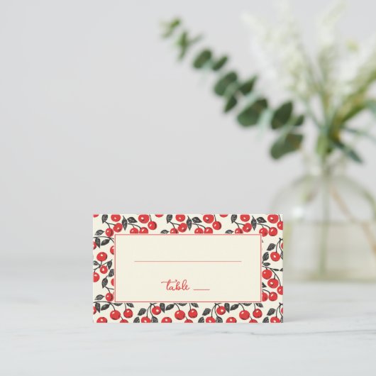 Carte De Placement Joyful Red Cherry Border (Debout devant)