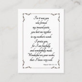Carte De Placement Known & Loved – Psalm 139 Pro-Life Prayer Card (Dos)