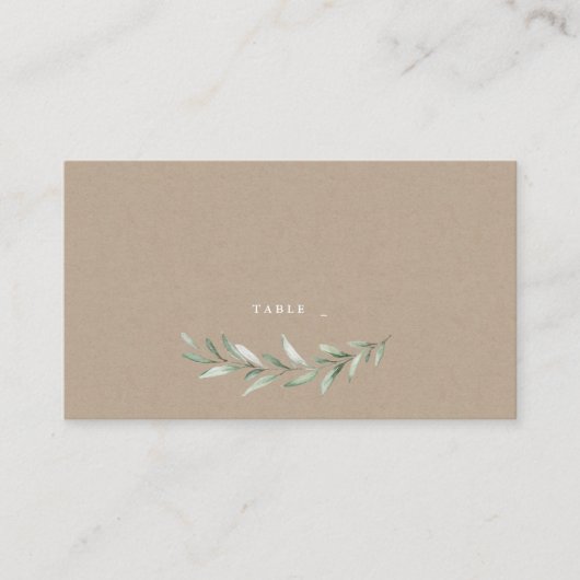 Carte De Placement Kraft Aquarelle verdure mariage rustique (Devant)