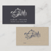 Carte De Placement Kraft Navy Pine Woods Mountain Sketch Mariage (Devant / Derrière)