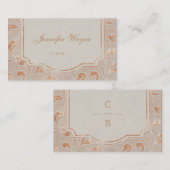 Carte De Placement Kraft or dentelle mariage campagnard rustique cart (Devant / Derrière)