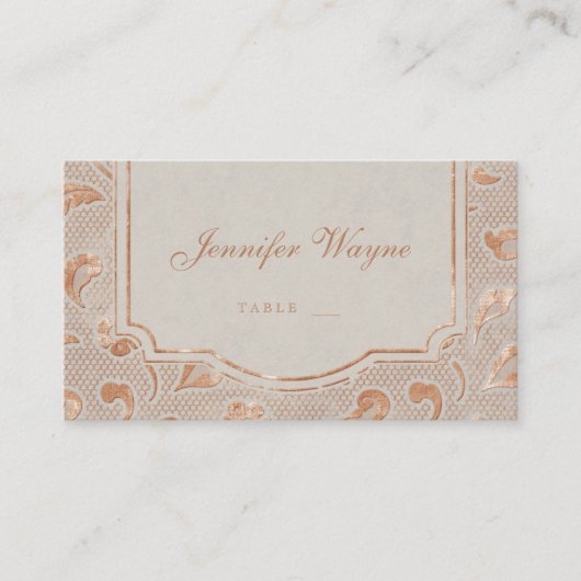 Carte De Placement Kraft or dentelle mariage campagnard rustique cart (Devant)
