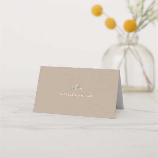 Carte De Placement Kraft Simple mariage de verdure rustique (Dos)
