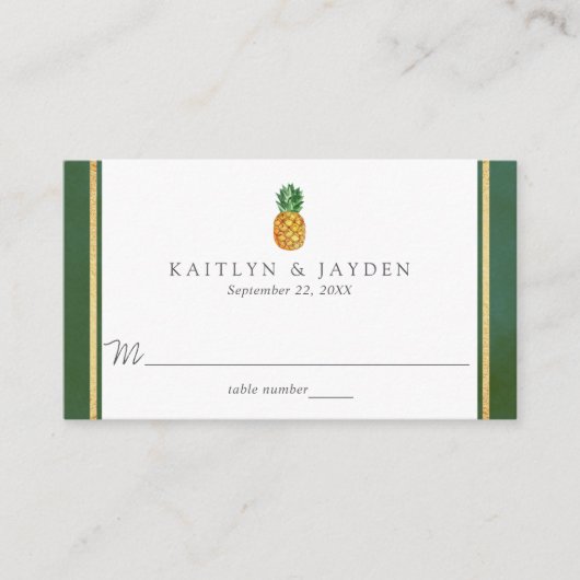 Carte De Placement La collection de Mariages d'ananas tropicaux (Devant)