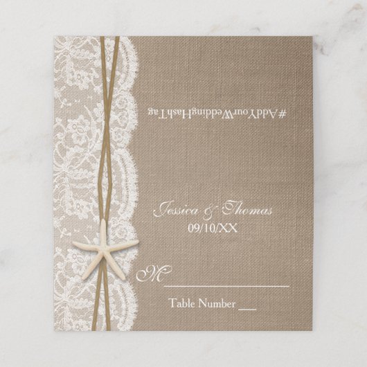 Carte De Placement La collection rustique de mariage Starfish Beach (Extérieur déplié)