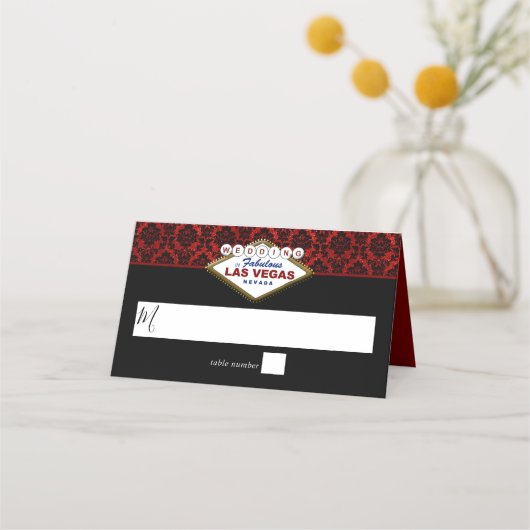 Carte De Placement La Parties scintillant Damask Las Vegas Mariage Co (Devant)