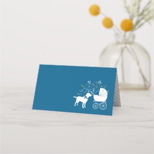 Carte De Placement Labrador Chien Baby shower Blue Boy Lab