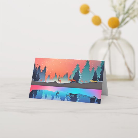 Carte De Placement Lac d'hiver pittoresque avec Cerf (Devant)