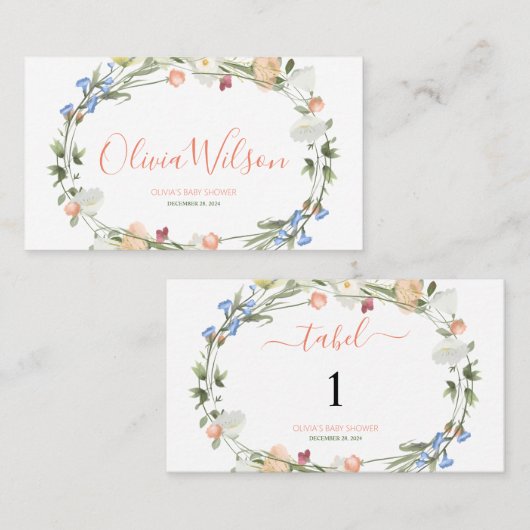 Carte De Placement L'amour dans le Fleur sauvage en fleurs (Devant / Derrière)