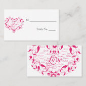 Carte De Placement L'amour dans n'importe quelle langue en Mariage ro (Devant / Derrière)