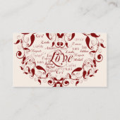 Carte De Placement L'amour dans n'importe quelle langue Rouge Mariage (Dos)