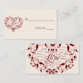 Carte De Placement L'amour dans n'importe quelle langue Rouge Mariage (Devant / Derrière)