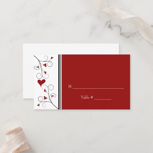 Carte De Placement L'amour grandit | Red Hearts Valentine Mariage (Devant/Arrière en situation)