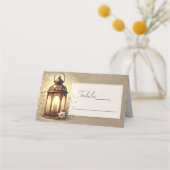 Carte De Placement Lanterne Bronze Doré Mariage Table Rustique (Dos)