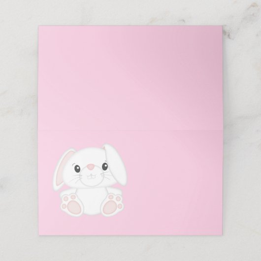Carte De Placement Lapin Baby shower rose (Extérieur déplié)