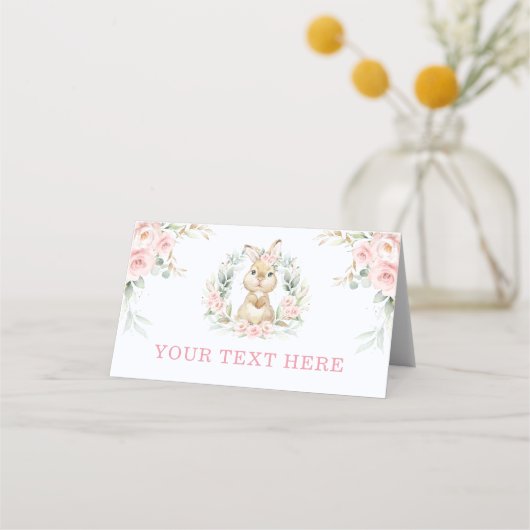 Carte De Placement Lapin Lapin Rose Doux Lapin Lapin Bébé Fille Nourr (Devant)