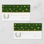 Carte De Placement Laurel couronne feuille d'or vert mariage place ca (Devant / Derrière)