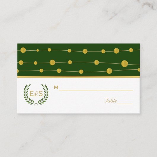 Carte De Placement Laurel couronne feuille d'or vert mariage place ca (Devant)