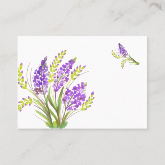 Carte De Placement Lavande d'aquarelle et fleurs vertes (Dos)