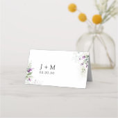 Carte De Placement Lavande de couleur violet Mariage plié carte de pl (Dos)