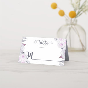 Carte De Placement Lavande & Gris Floral Wreath Numéro de table