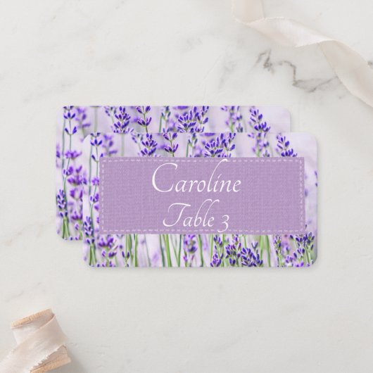 Carte De Placement Lavender Fields Mariage Standard Place Card (Devant/Arrière en situation)