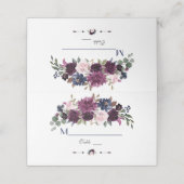 Carte De Placement Lavender Navy Blue Floral Bloom Numéro de tableau (Extérieur déplié)