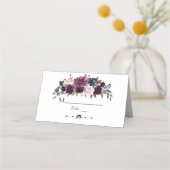 Carte De Placement Lavender Navy Blue Floral Bloom Numéro de tableau (Dos)