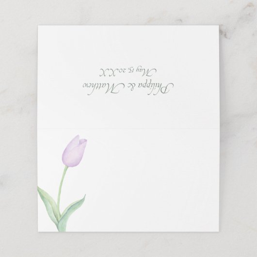 Carte De Placement Lavender Tulip Solo moderne violet Mariage (Extérieur déplié)