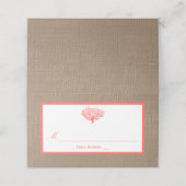 Carte De Placement Le Corail Sur Burlap Boho Beach Wedding Collection (Extérieur déplié)