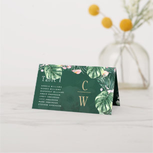 Carte De Placement LeahG Mariage botanique vert tropical