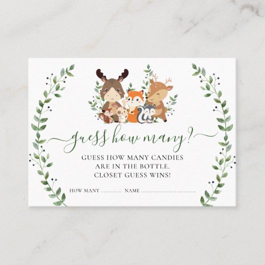 Carte De Placement Les Animaux Des Bois Devinent Combien De Baby show (Devant)