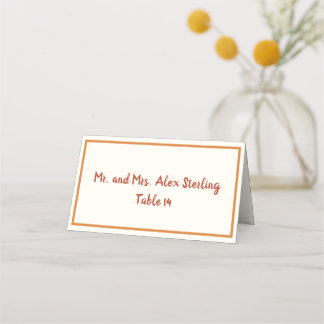 Carte De Placement Les années 70 manuscrite Burnt Orange Bold Bordure