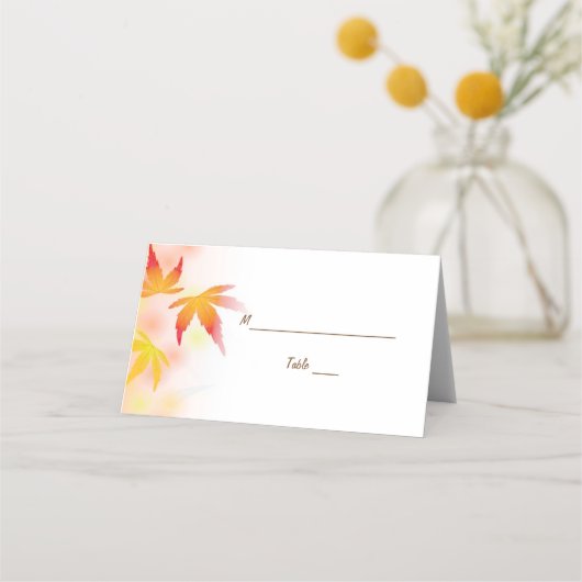 Carte De Placement Les Feuilles Automne Tombent Dans L'Amour Mariage  (Devant)