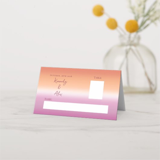 Carte De Placement Lesbian Wedding Pride Flag Gradient Place Cards (Devant)
