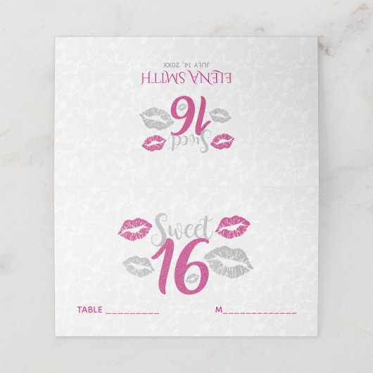 Carte De Placement Lèvres Roses Et Grises (Extérieur déplié)