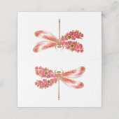 Carte De Placement libellule de fleurs avec sakura de bijoux (Extérieur déplié)