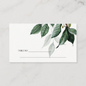 Carte De Placement Lieu de mariage tropical à feuillage vert moderne (Dos)