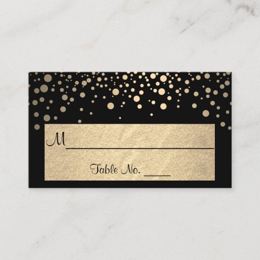 Carte De Placement Lights Gold Confetti Dots sur Noir (Devant)