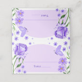 Carte De Placement Lilac Purple Floral Roses & Papillon Quinceañera (Extérieur déplié)