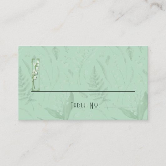 Carte De Placement Lily de Vallée avec des fougères || Vert doux (Devant)