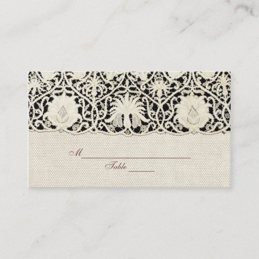 Carte De Placement Linge de dentelle mariage blanc classique jolie (Devant)