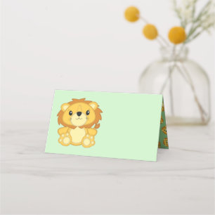 Carte De Placement Lion Baby shower vert