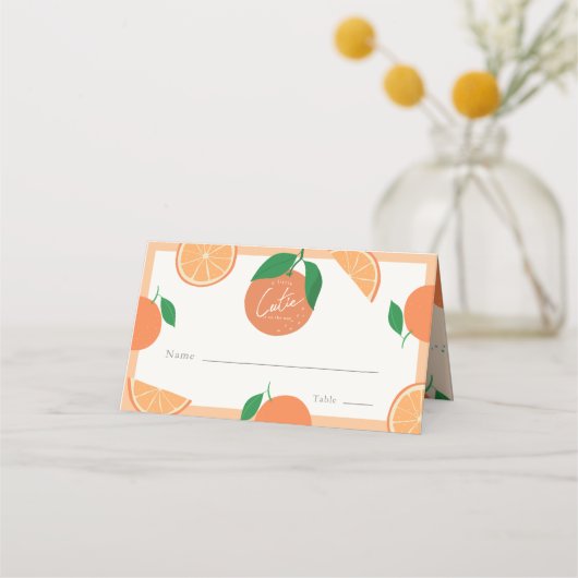 Carte De Placement Little Cutie Baby shower moderne orange (Devant)