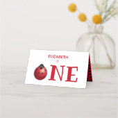 Carte De Placement Little Ladybug One First Birthday Red Black Dots (Dos)