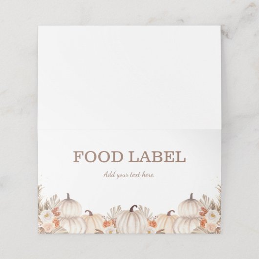 Carte De Placement Little Pumpkin Folded Tent Food Label for Buffets (Extérieur déplié)