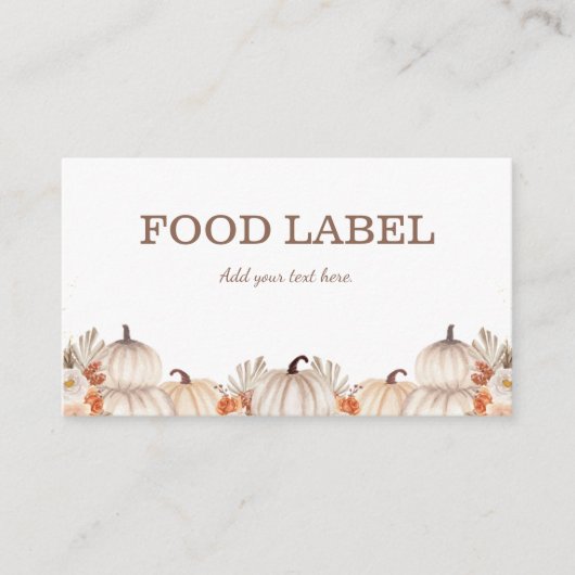 Carte De Placement Little Pumpkin Food Label Buffet Card (Devant)