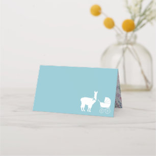 Carte De Placement Llama Baby shower Cute Blue Boy