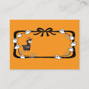 Carte De Placement Llama Halloween portant un chapeau de sorcière ora